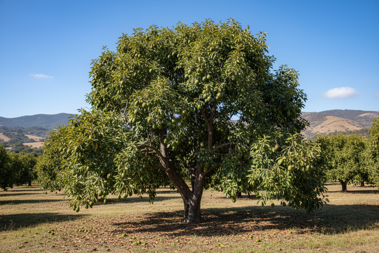reed avocado tree round avocados zoomed back